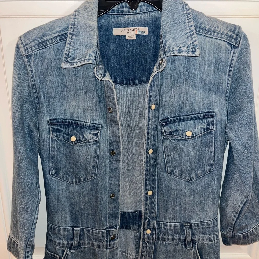 All Saints Blue Denim Maxi Dress - Picture 2 of 4